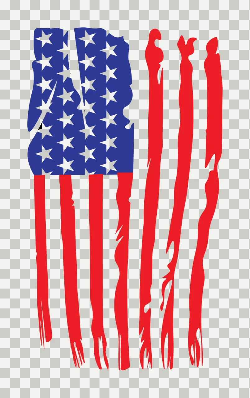Flag Vertical With Tattered Edges hanging stars stripes tears transparency and detail preview thumbnail
