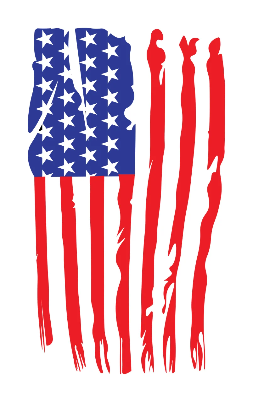 Flag Vertical With Tattered Edges hanging stars stripes tears