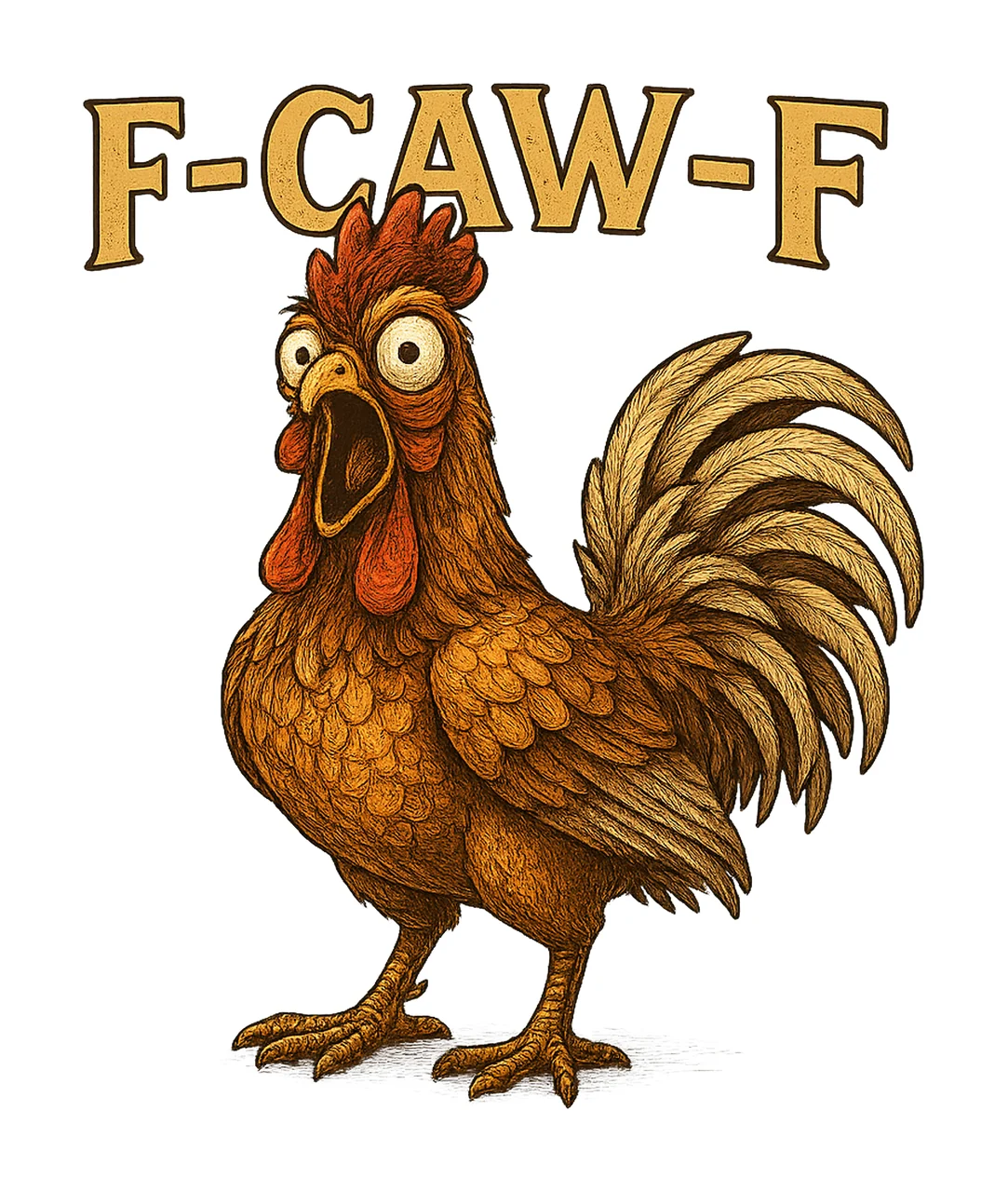 Funny Caw Chicken Screaming Rooster Meme Artwork Crazy Hen