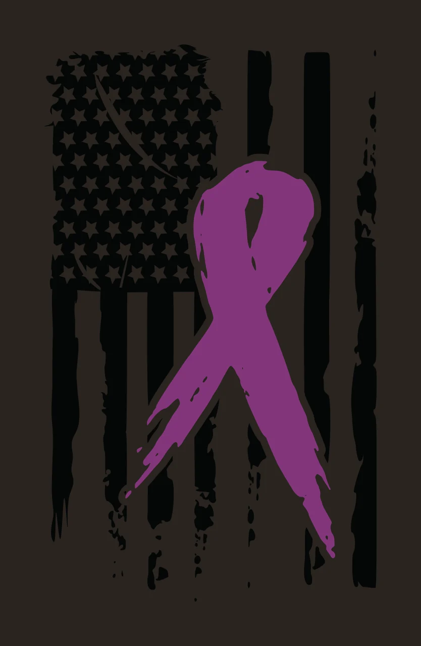Distressed Flag Awareness Ribbon Silhouette and stars stripes contrast preview thumbnail
