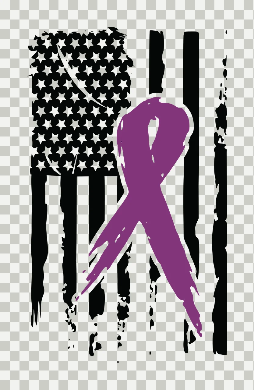 Distressed Flag Awareness Ribbon Silhouette and stars stripes transparency and detail preview thumbnail