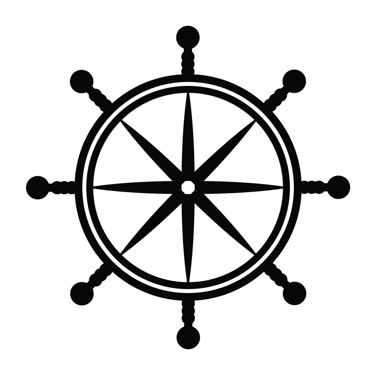 Ship Steering Wheel With Spokes And Nautical