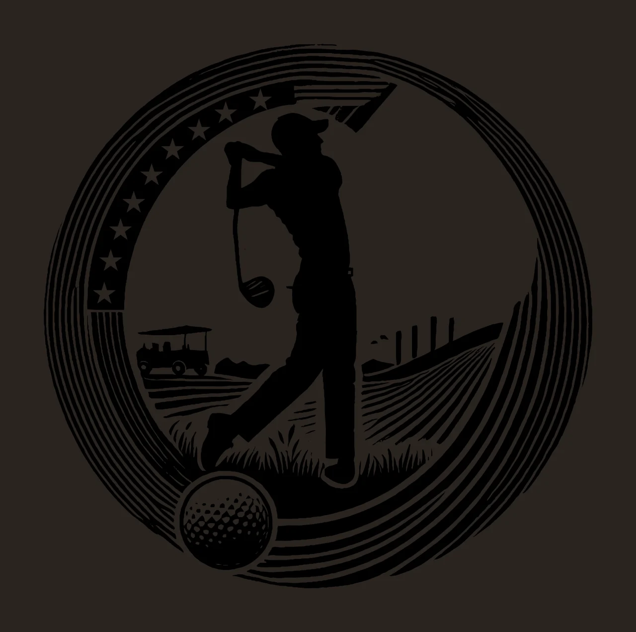 Golf Golfing Person Circle Graphic Design golfer swinging club contrast preview thumbnail