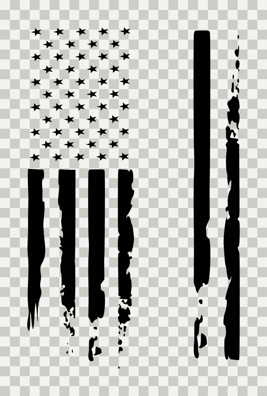 Distressed Flag Pattern With Stars And Vertical Striped stripes transparency and detail preview thumbnail