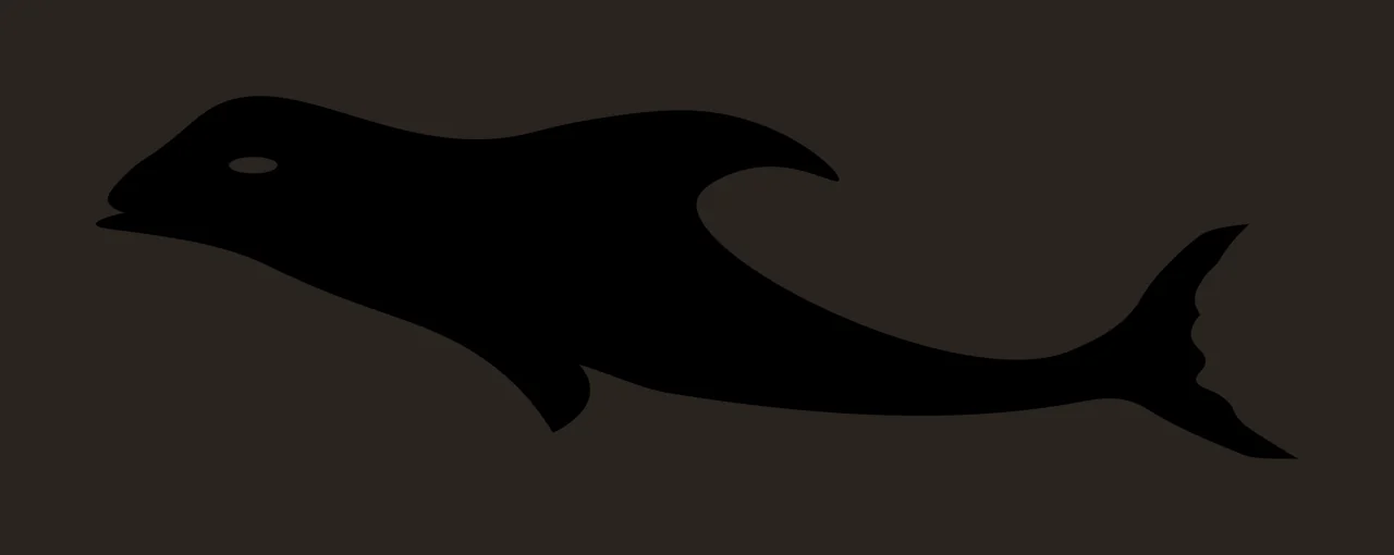 Animal A Swimming Whale Silhouette Facing dorsal fin tail fluke contrast preview thumbnail