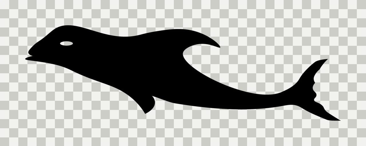 Animal A Swimming Whale Silhouette Facing dorsal fin tail fluke transparency and detail preview thumbnail