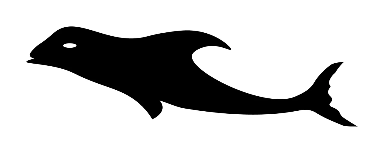 Animal A Swimming Whale Silhouette Facing dorsal fin tail fluke