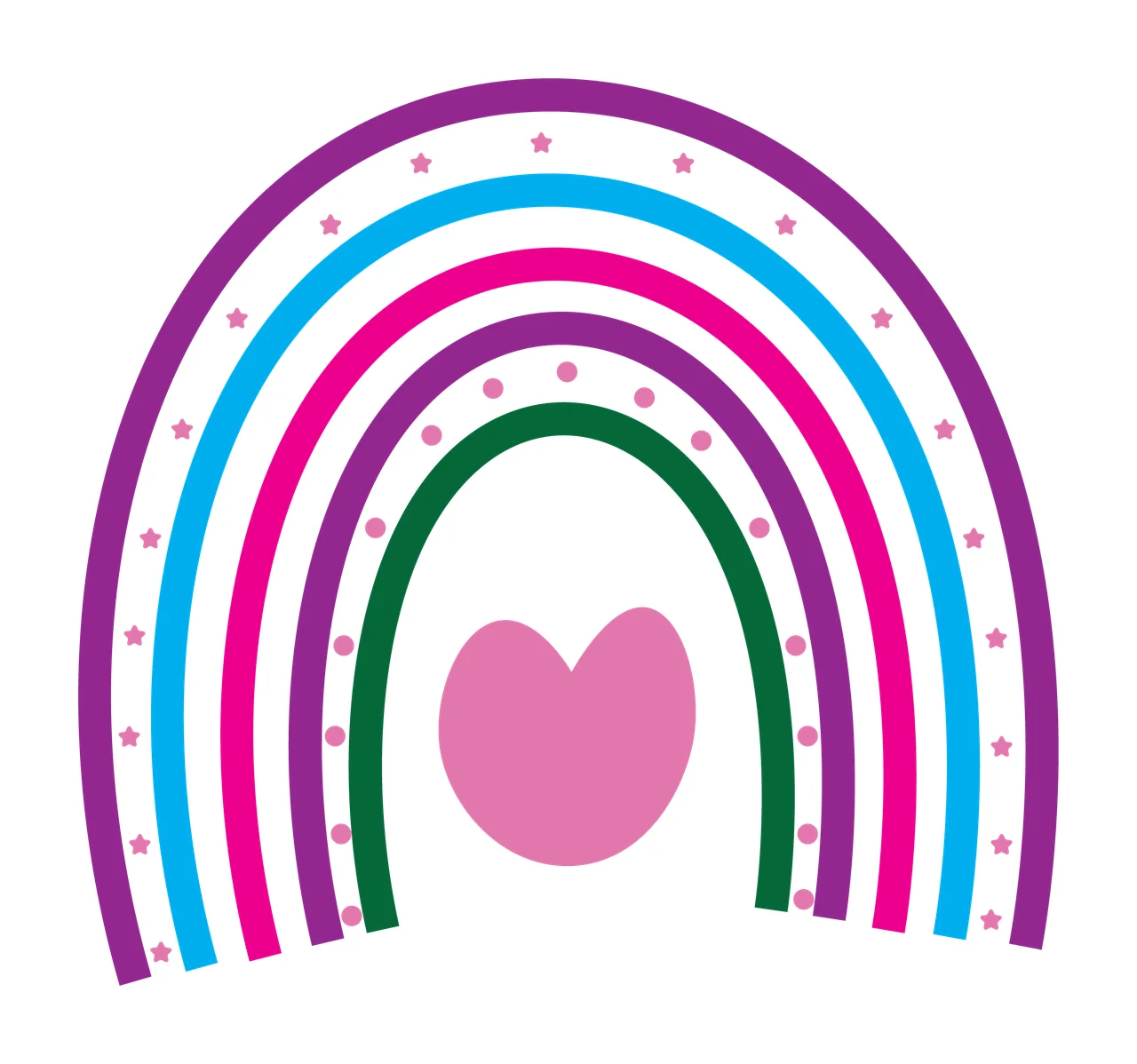 Rainbow Arch Illustration With Internal Heart And Geometric arched