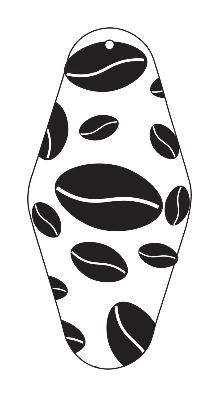 Classic Motel Keychain Coffee Bean Patterned Diamond Shape pattern