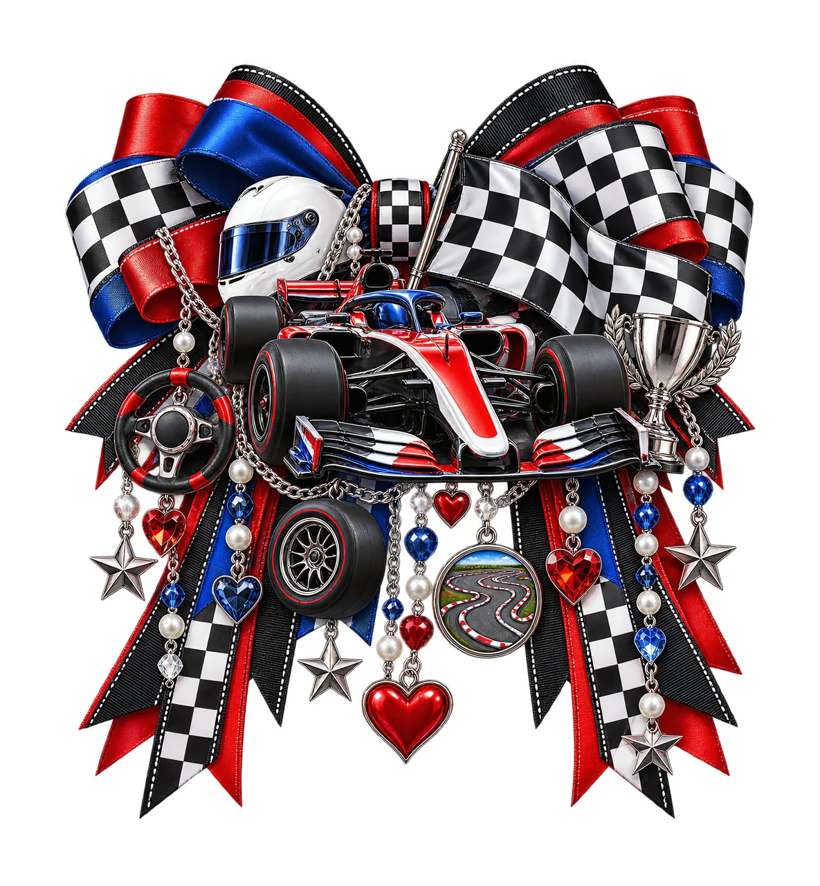 Motorsport Racing PNG, Race Car and Racing Helmet Coquette Bow, No Text Sublimation Clipart, Transparent Digital Download