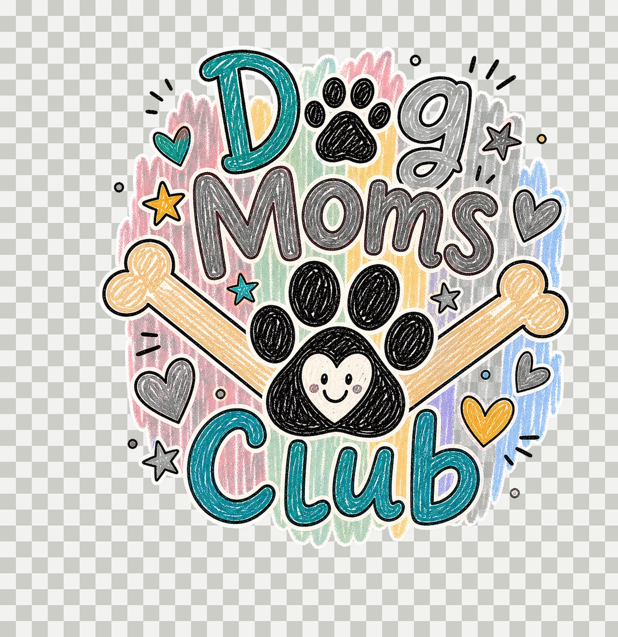 Dog Moms Club Doodle sublimation instant shirt Variation C transparency and detail preview thumbnail