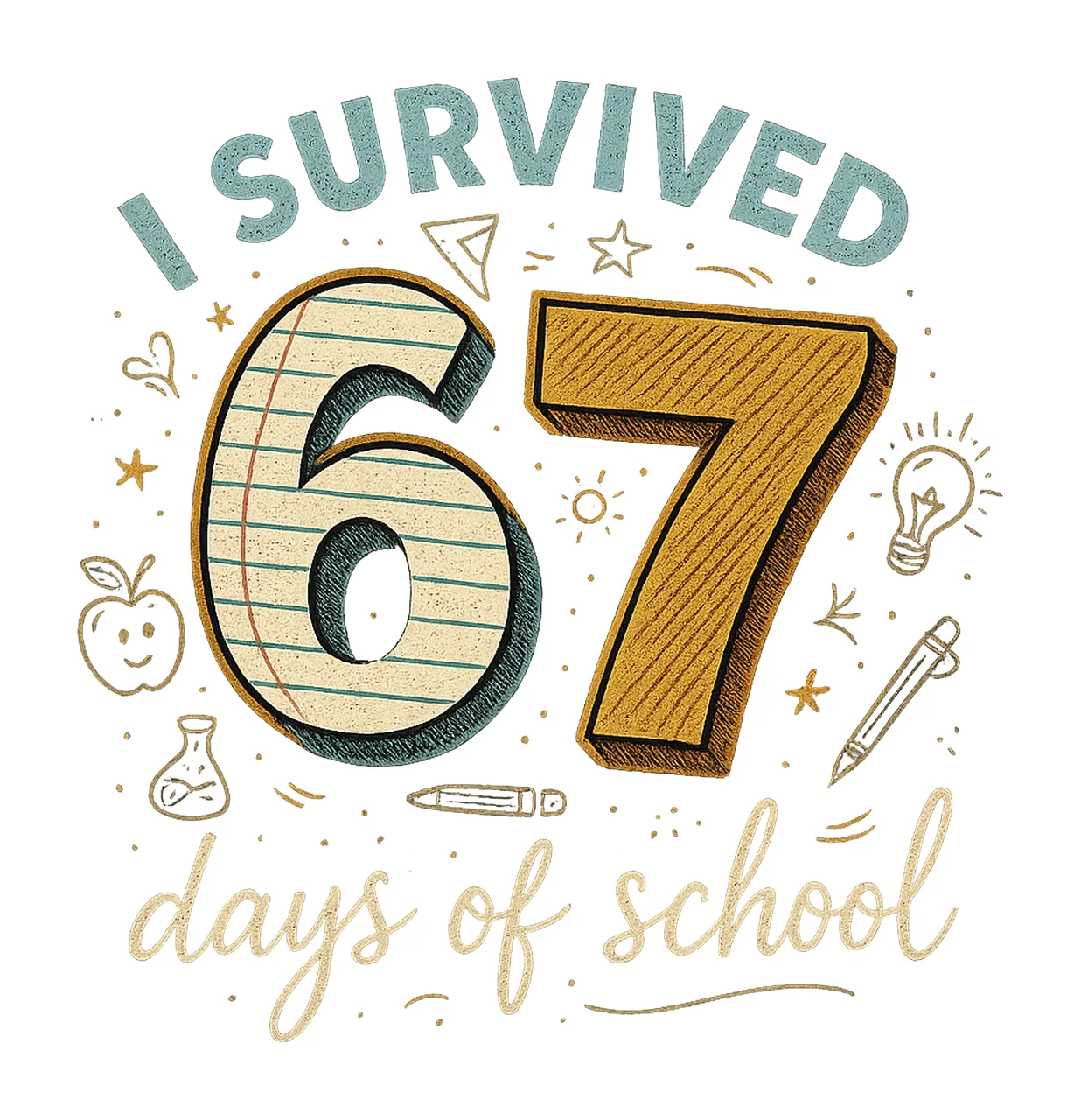 Funny Survived 67 Days of School Trending Meme Design