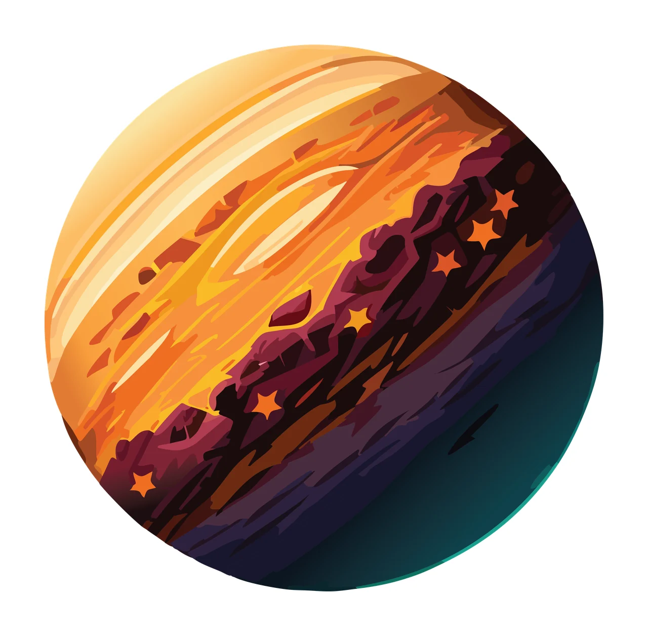 Abstract Circular Sketch Of Planet circling sphere line black