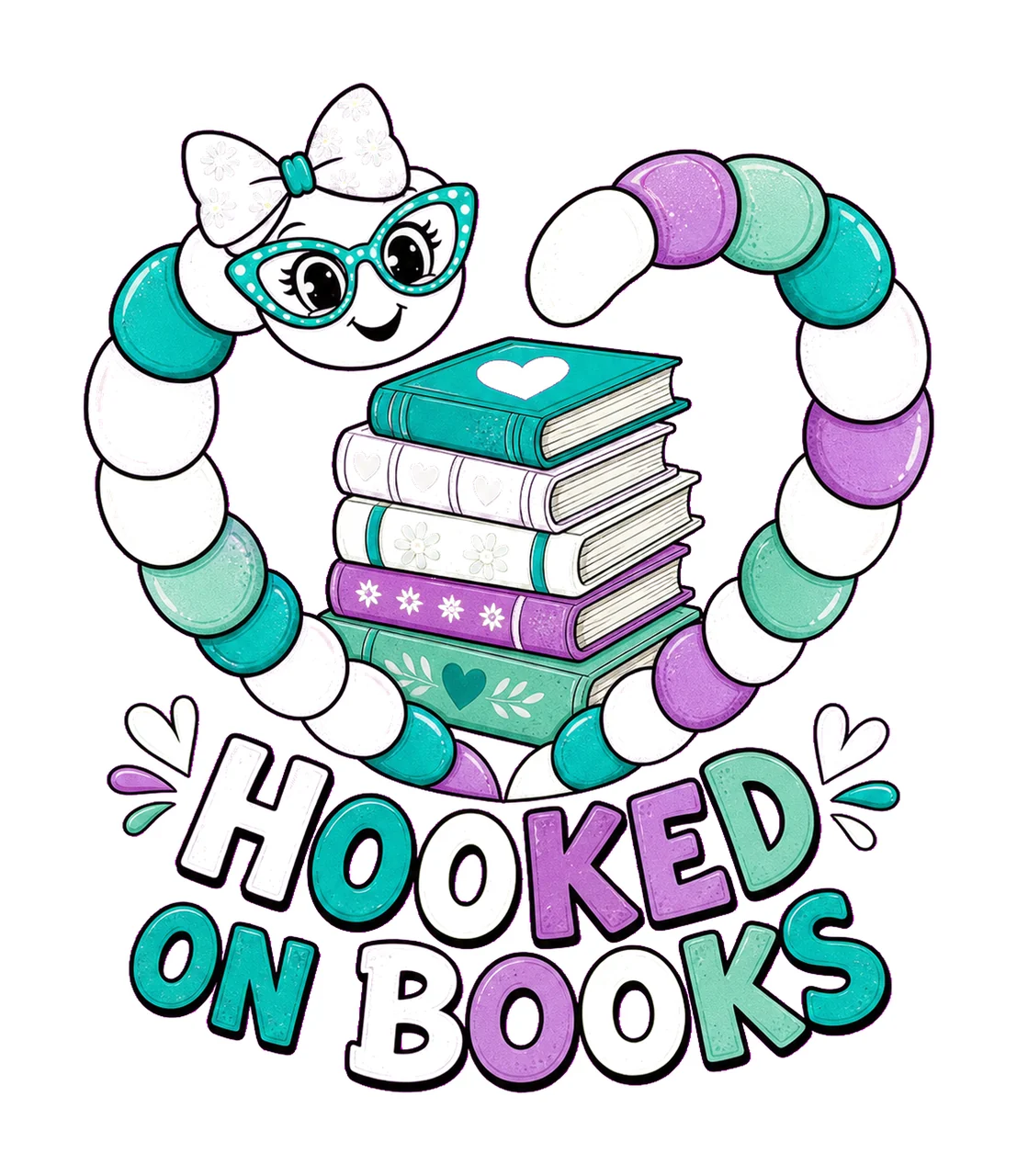 Book Lover Reading Worm Preppy sublimation Variation D