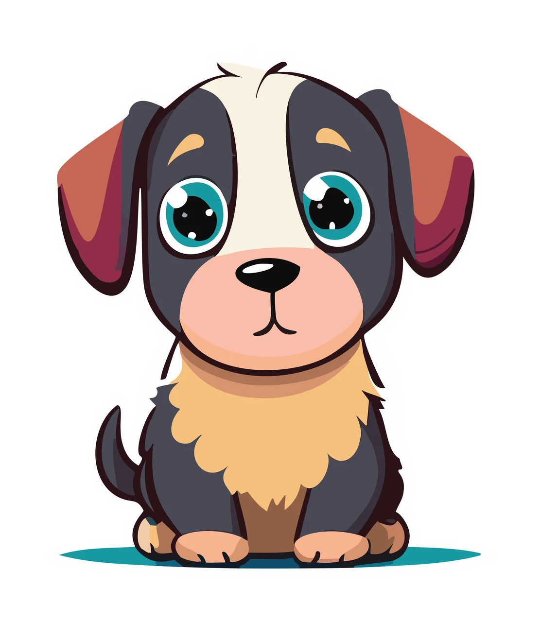 Animal Seated Puppy Drawing Black Silhouette sitting ears tail