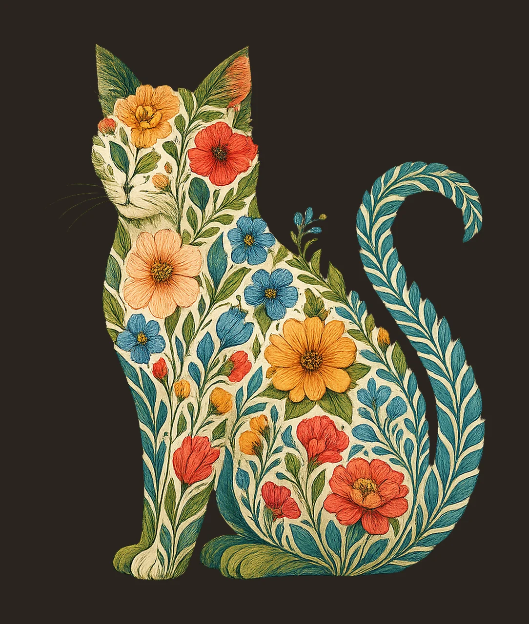 Wildflower Cat Flower Cat Sublimation Design Kitten Spring contrast preview thumbnail
