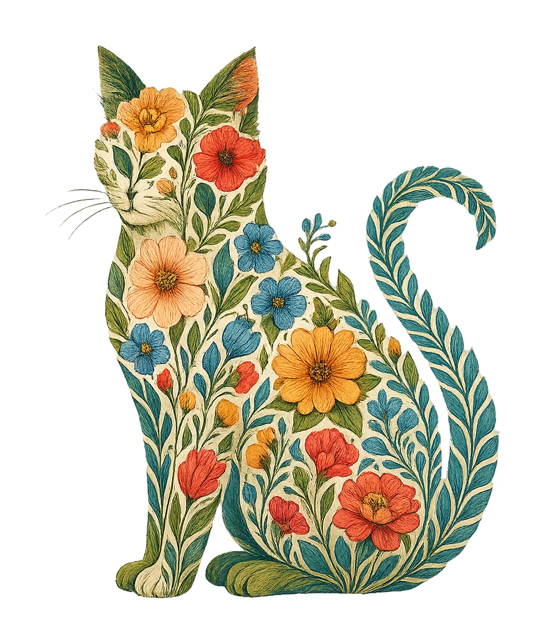 Wildflower Cat Flower Cat Sublimation Design Kitten Spring