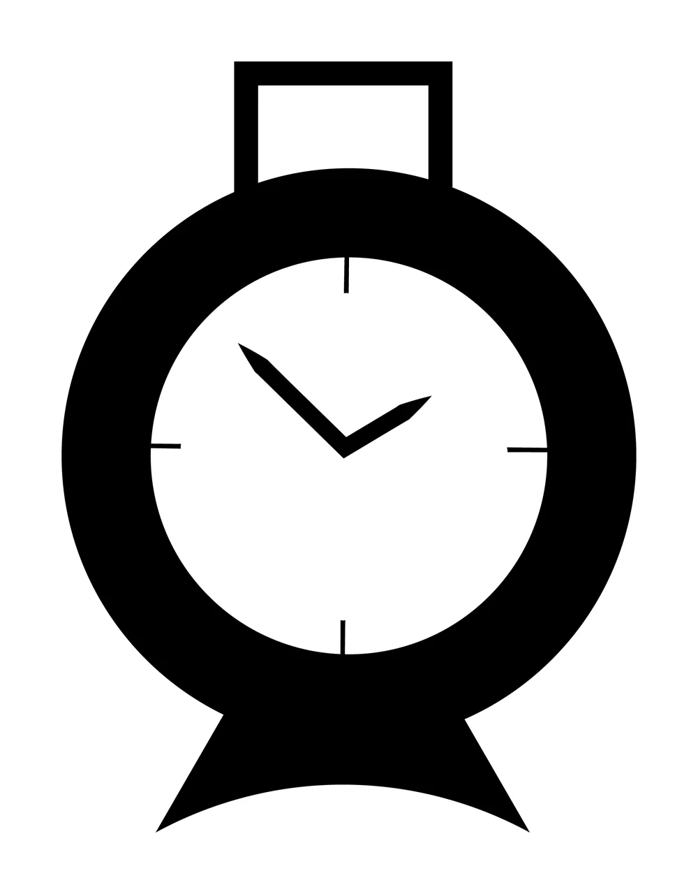 Alarm Clock With Circle And Hands In Black