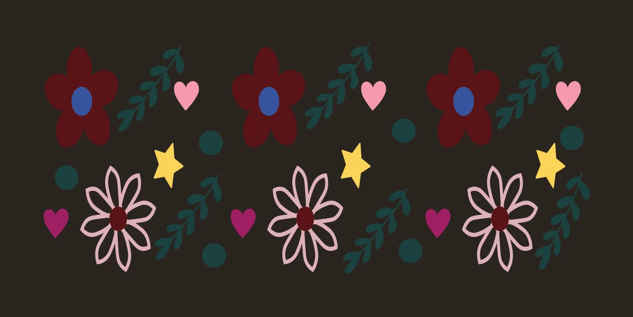 Can Glass Wrap Floral Pattern With Hearts Repeating flowers contrast preview thumbnail