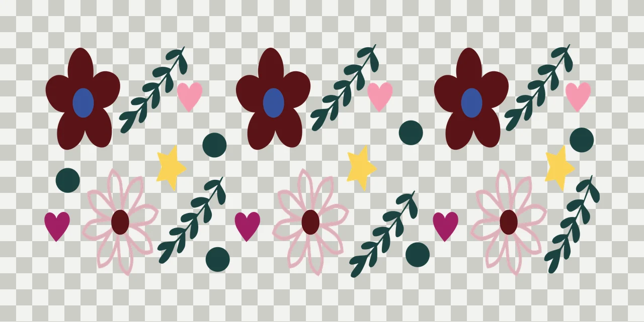 Can Glass Wrap Floral Pattern With Hearts Repeating flowers transparency and detail preview thumbnail