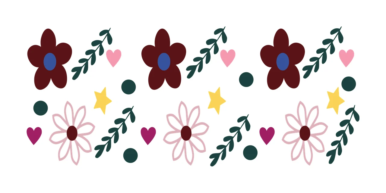 Can Glass Wrap Floral Pattern With Hearts Repeating flowers