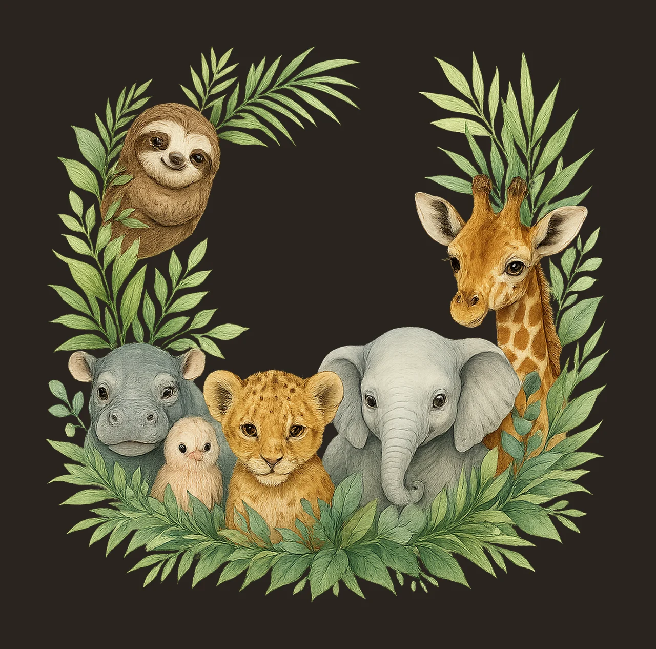 Wild One Watercolour Kids Safari Animals Sublimation First contrast preview thumbnail