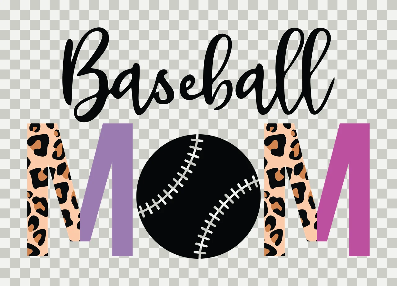 Baseball Mom Text With Ball and typography black monochrome transparency and detail preview thumbnail
