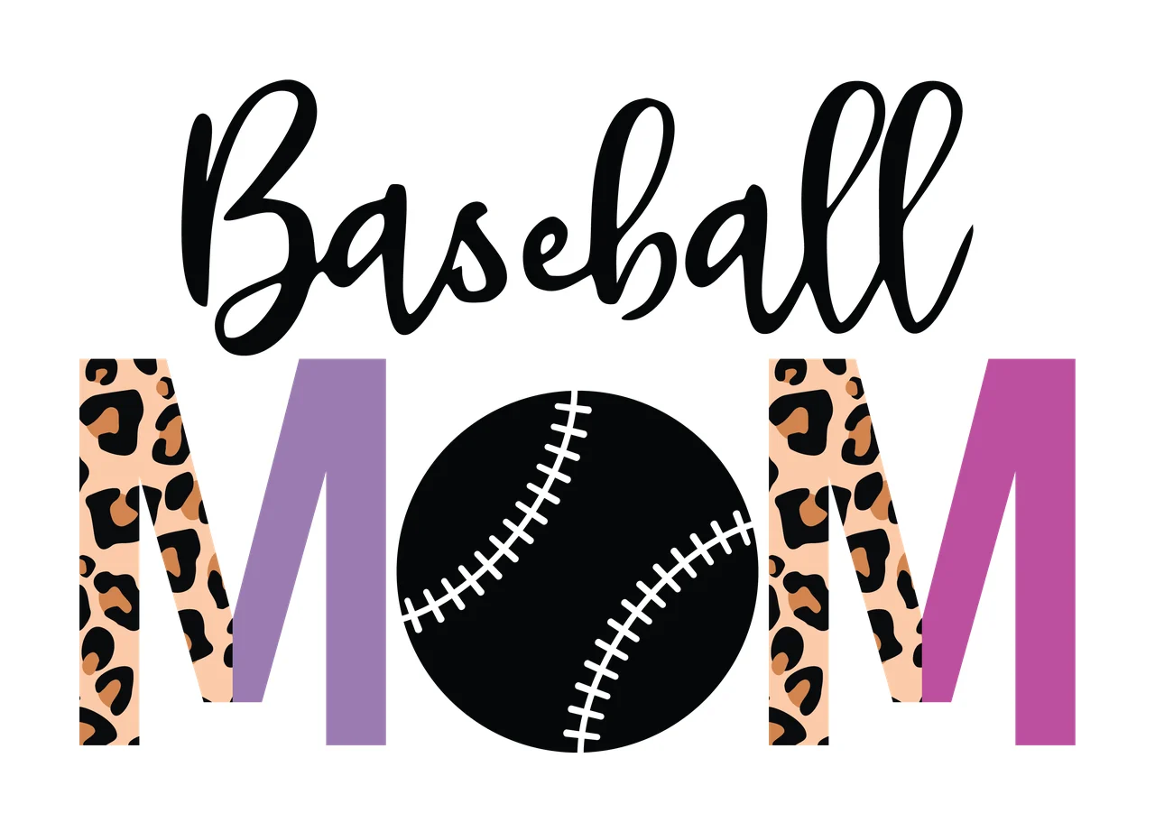 Baseball Mom Text With Ball and typography black monochrome