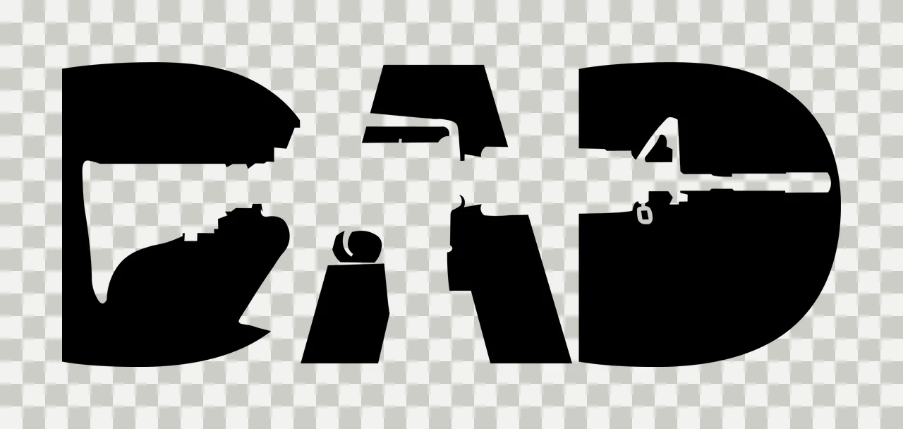 Dad Text Integrated With Letters And Rifle transparency and detail preview thumbnail