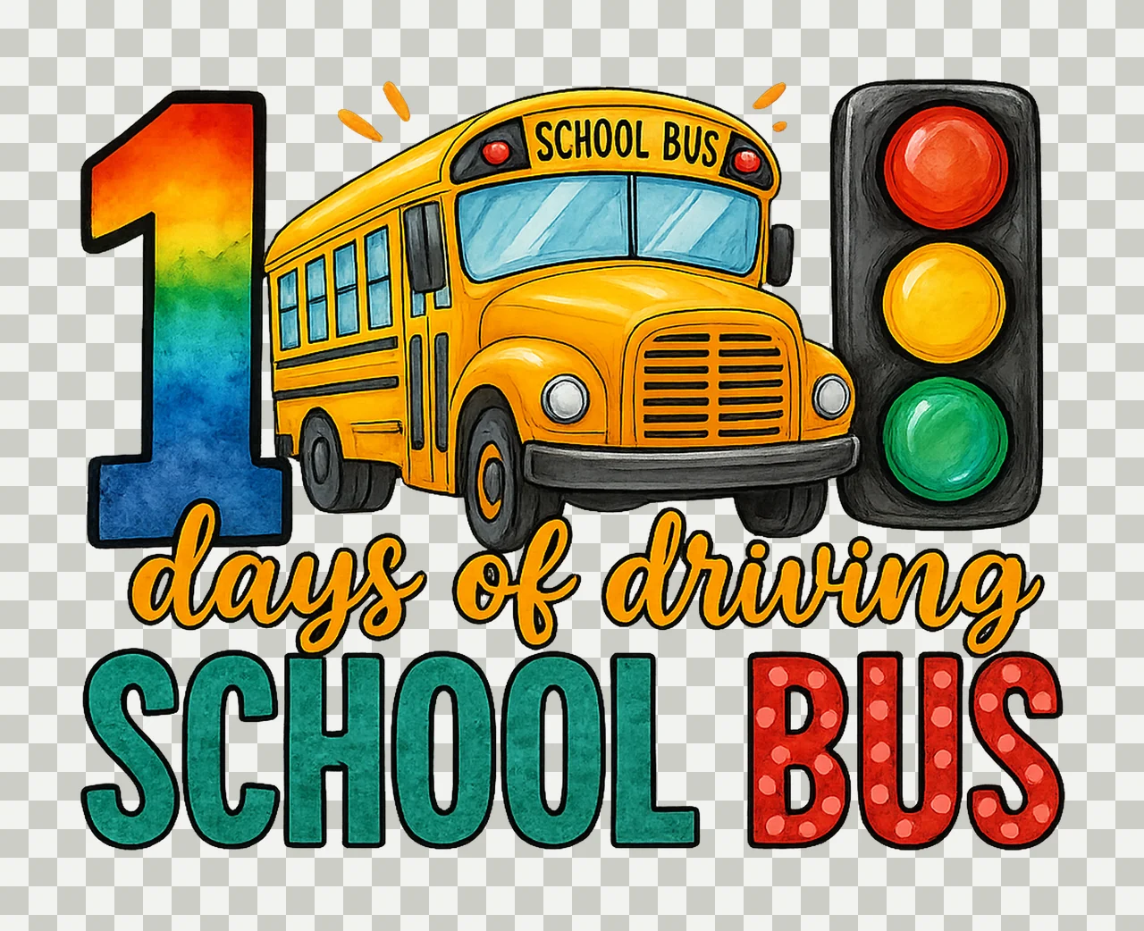 School Bus Drivers 100 Days of Driving School Bus Design Day transparency and detail preview thumbnail