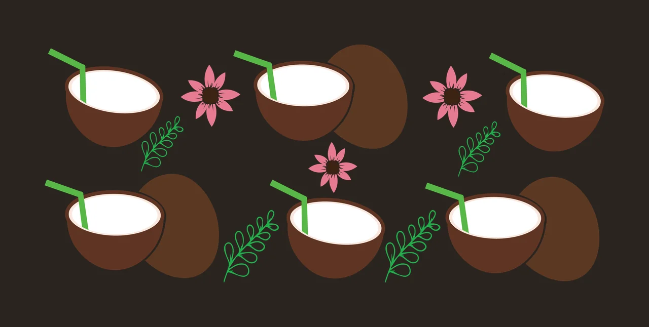 Can Glass Wrap Six Coconut Halves Pattern floating flowers contrast preview thumbnail