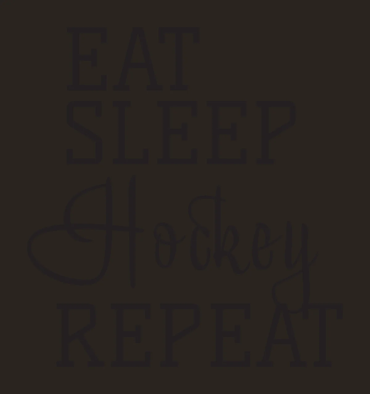 EAT SLEEP Hockey REPEAT Typography Design with EAT text, serif lettering and cursive lettering in black and white contrast preview thumbnail
