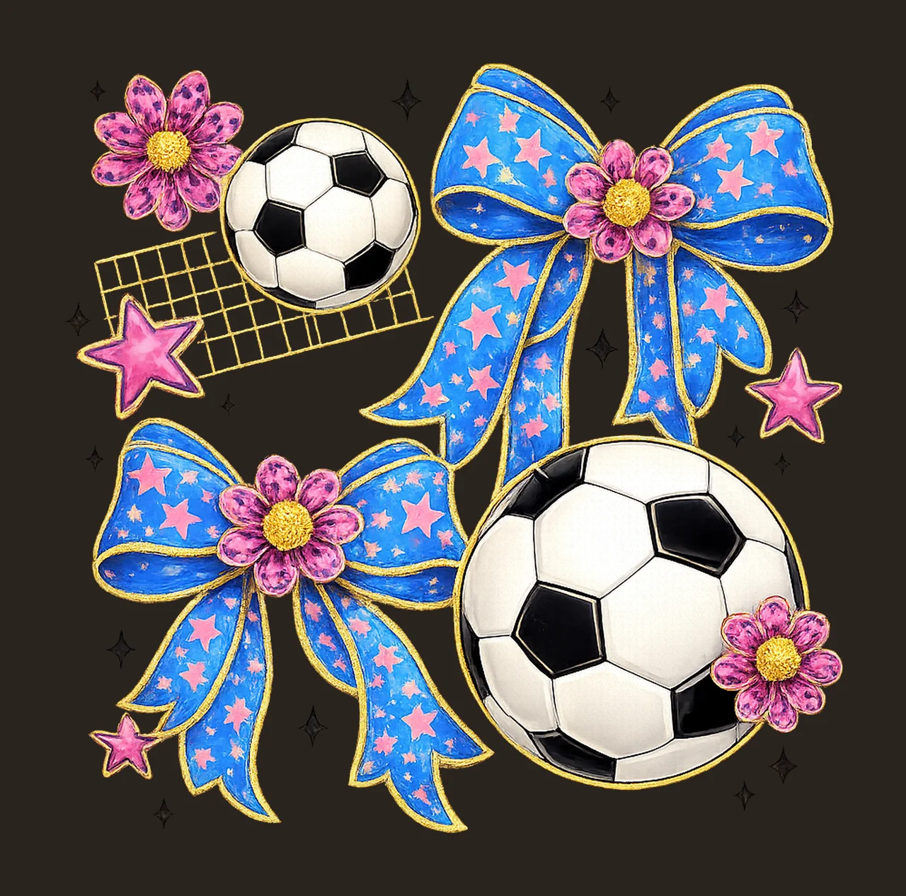 Preppy Soccer Bow Pink Retro Game Day Design art sublimation contrast preview thumbnail