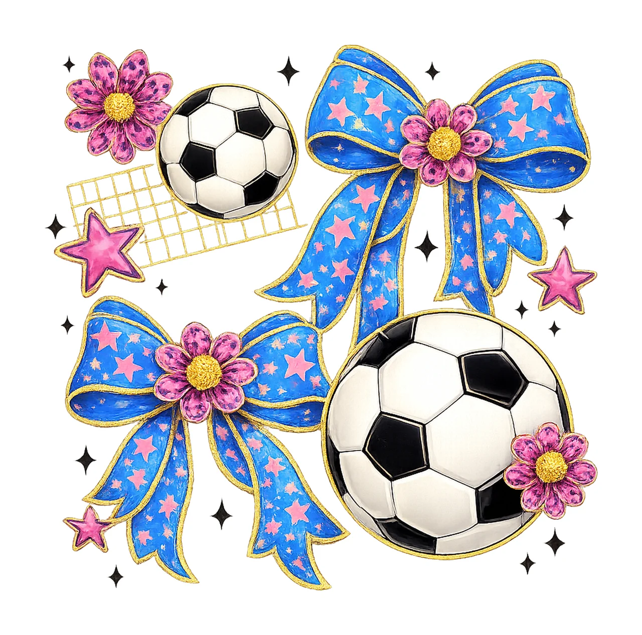 Preppy Soccer Bow Pink Retro Game Day Design art sublimation