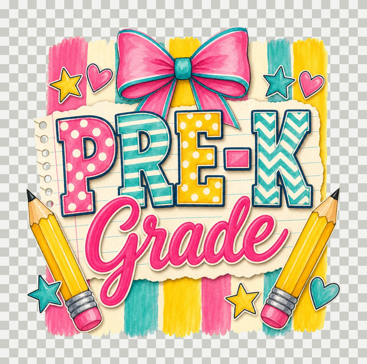 Striped Back To School Pre Kindergarten First Variation E transparency and detail preview thumbnail