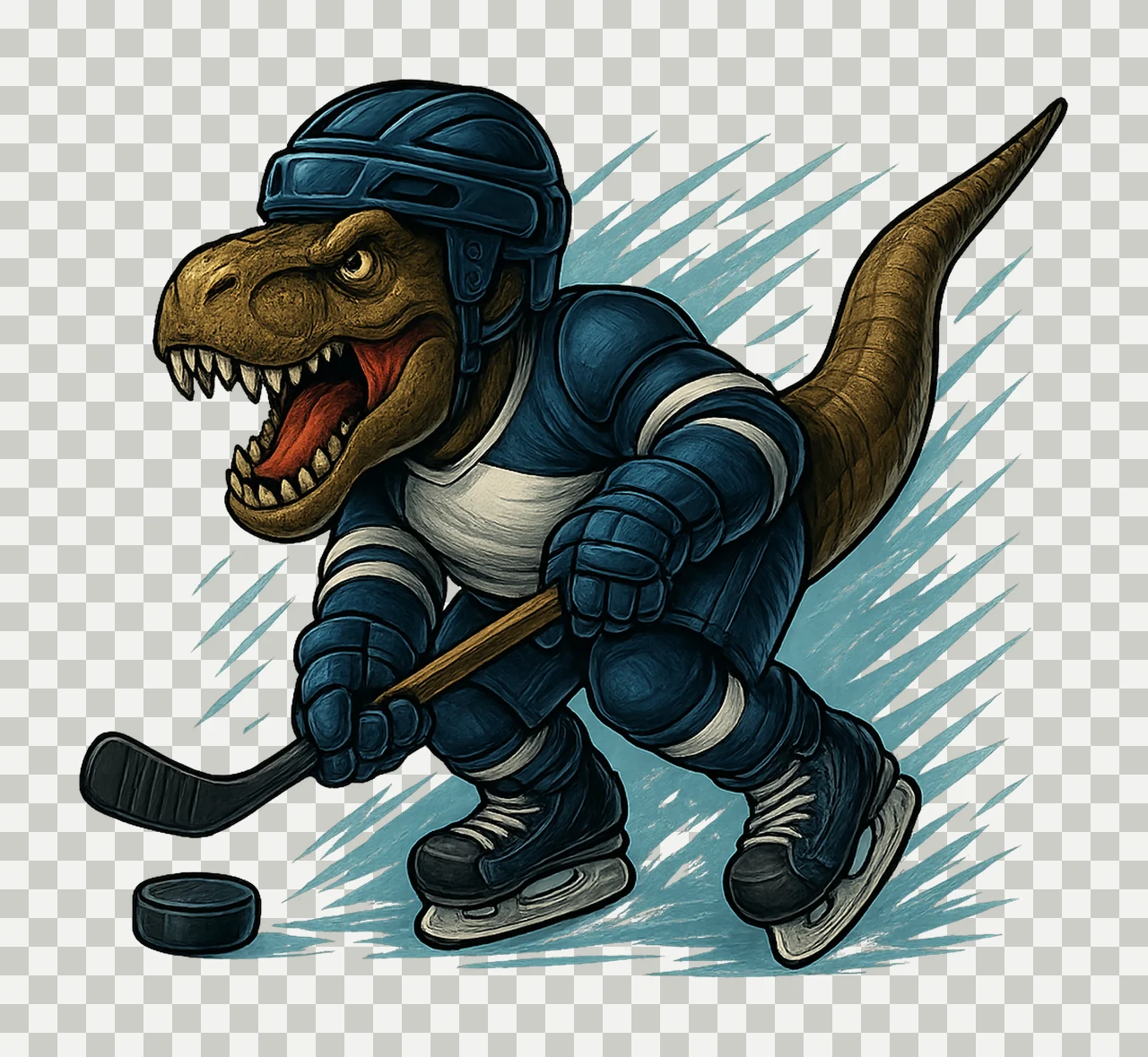 Hockeysaurus Rex Hockey Player Dinosaur Artwork Funny Hockey transparency and detail preview thumbnail