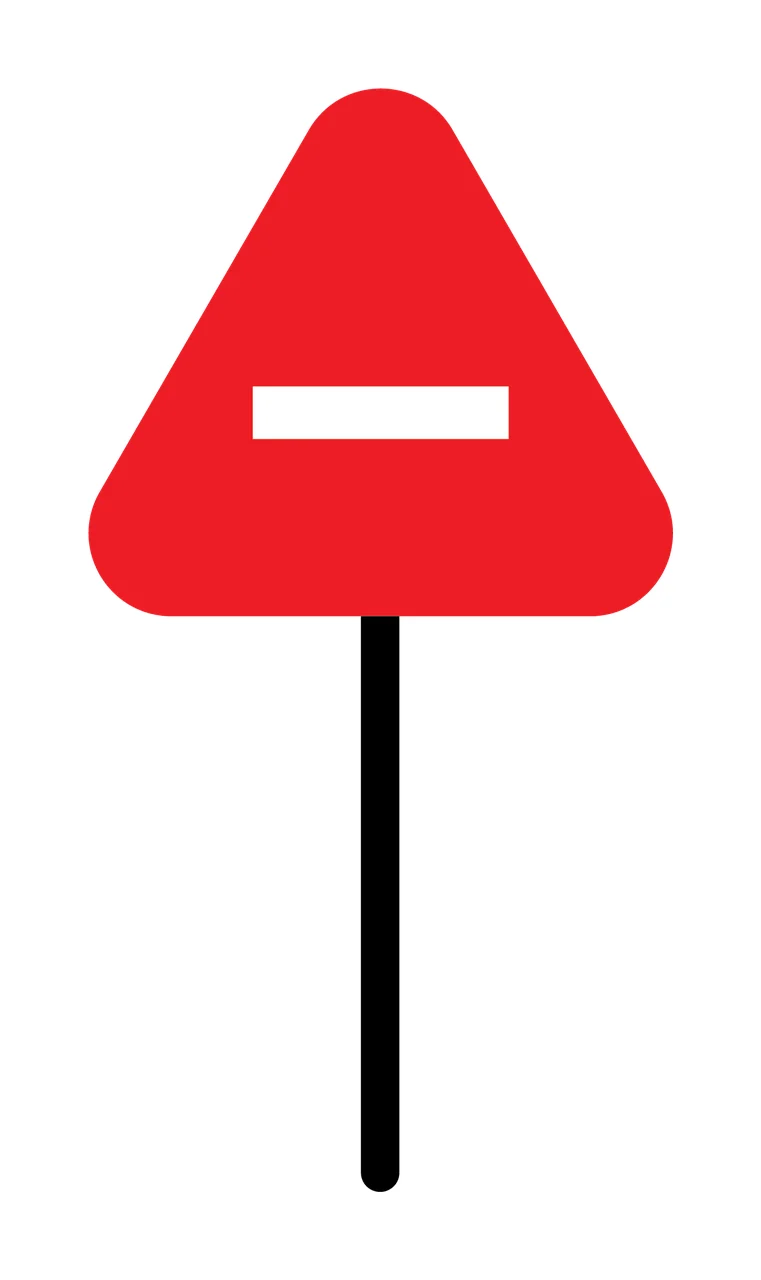 Black Triangle Sign On Pole stand minimalist silhouette plain white