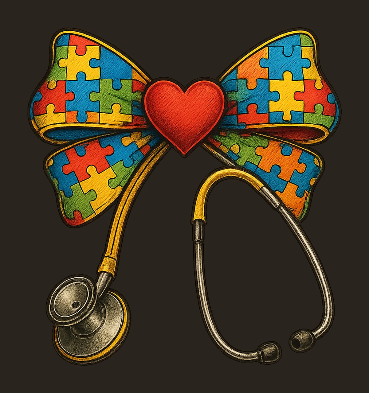 Autism nurse coquette retro awareness bow design nurse contrast preview thumbnail