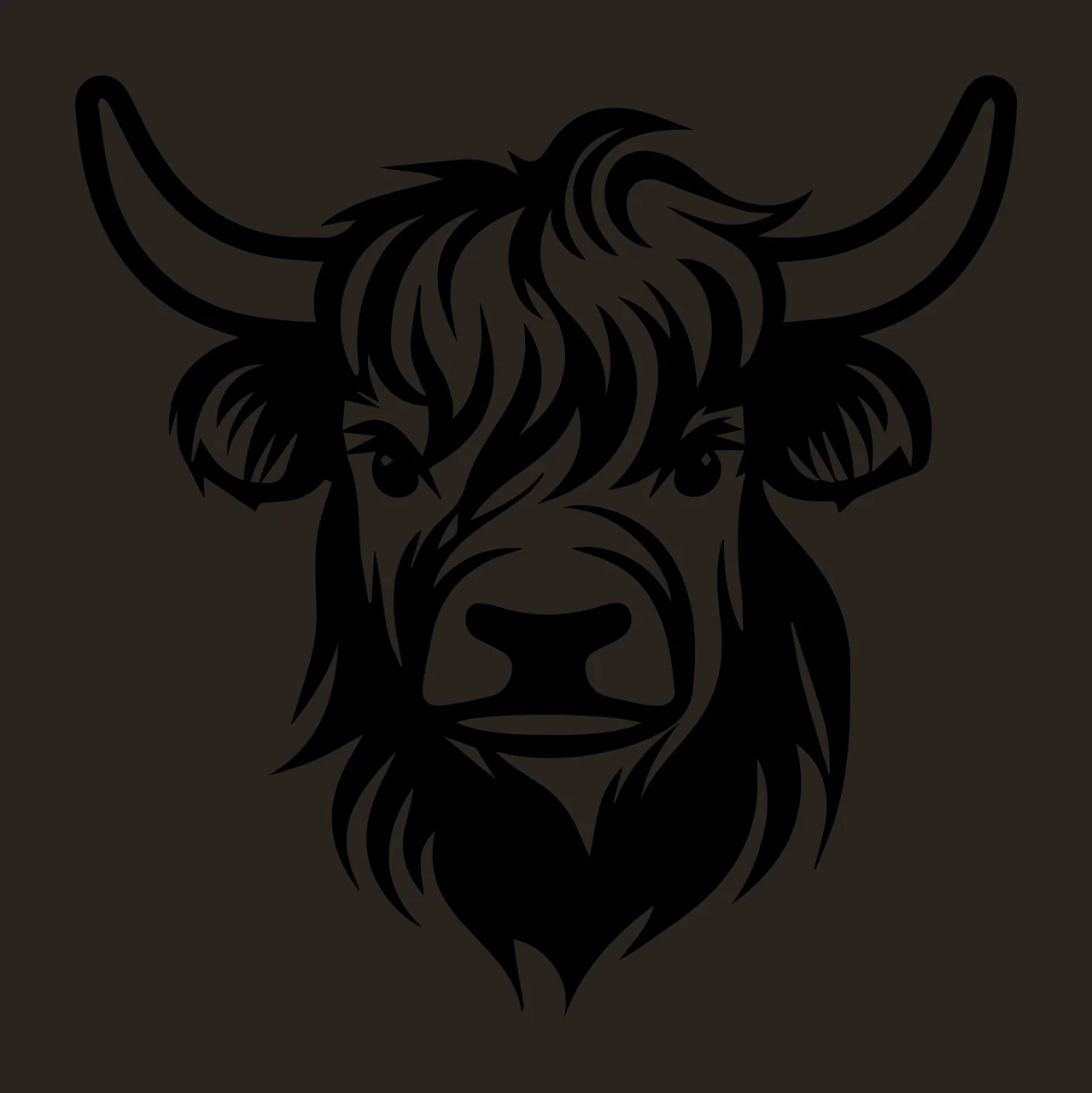 Bull Head Icon With Horns ears black white animal livestock contrast preview thumbnail