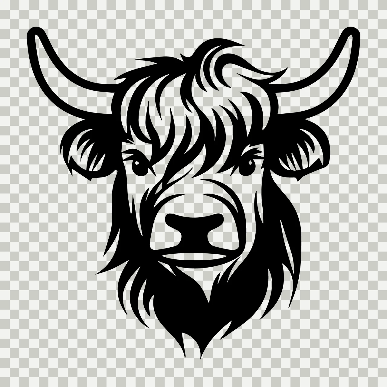 Bull Head Icon With Horns ears black white animal livestock transparency and detail preview thumbnail