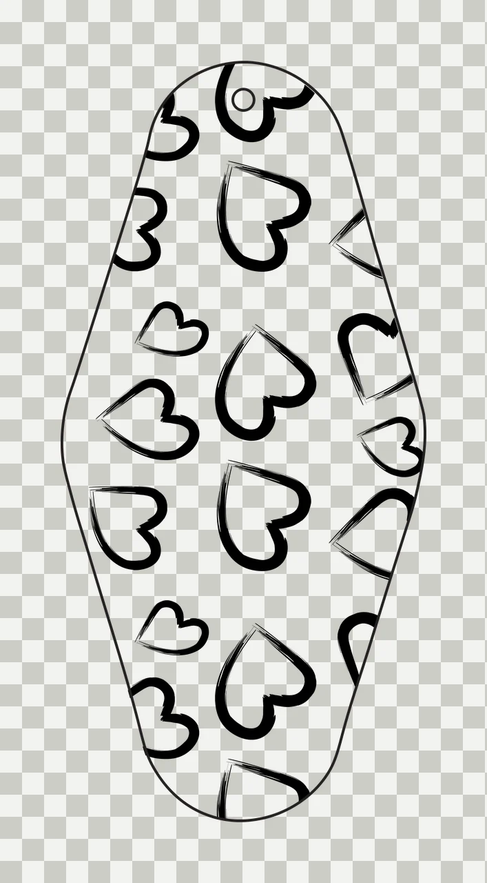 Classic Motel Keychain Black Outline Hearts Pattern Diamond white transparency and detail preview thumbnail