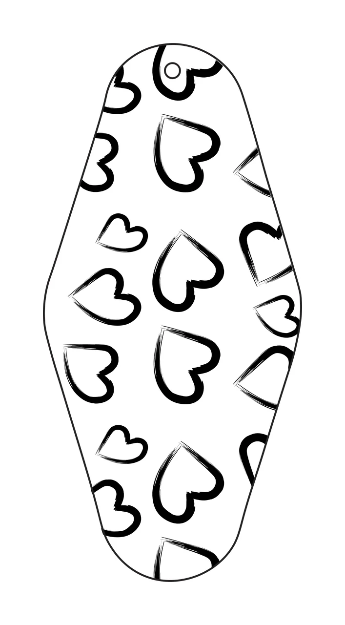Classic Motel Keychain Black Outline Hearts Pattern Diamond white