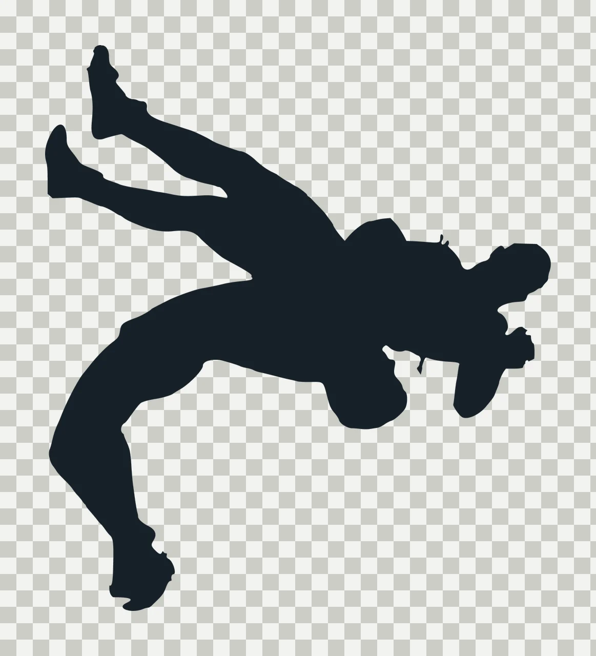 Wrestling Black Silhouette Of Two Figures Engaged white sport transparency and detail preview thumbnail