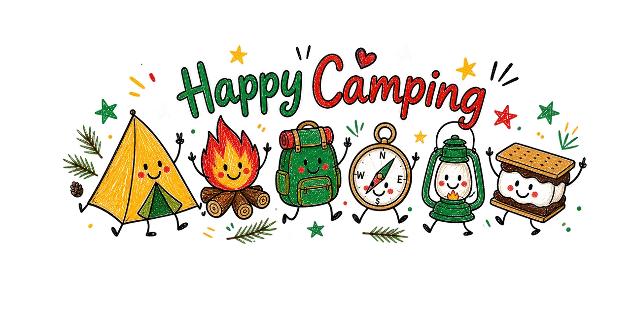 Happy Camping Doodle sublimation instant shirt Variation B