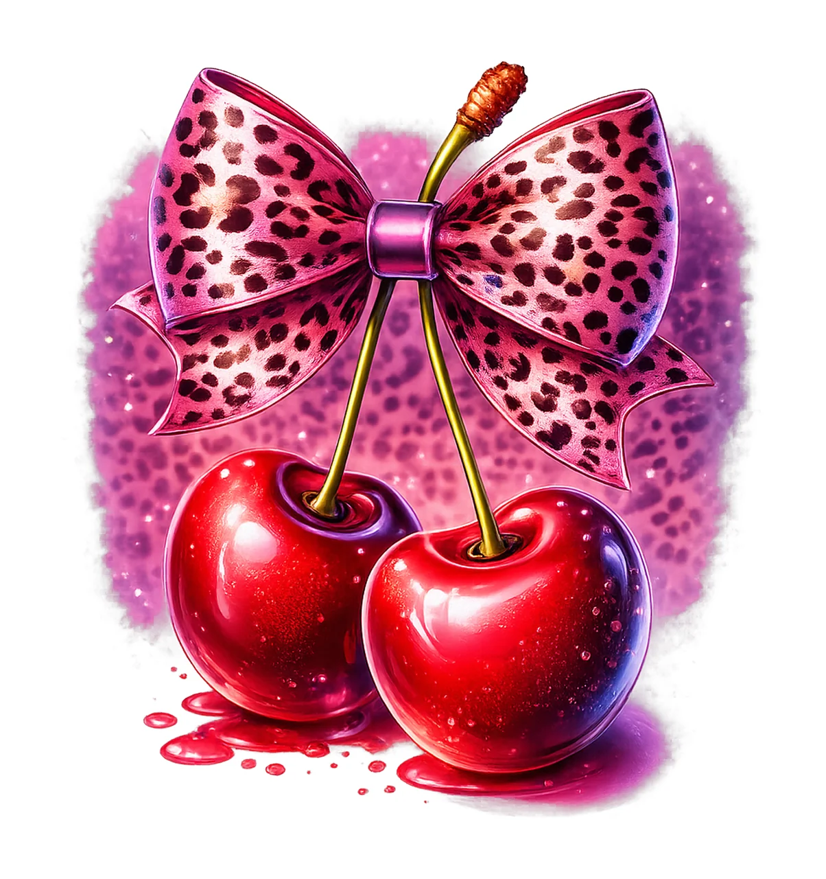 Leopard Cherry Coquette Cherry Artwork with Bow Sublimation