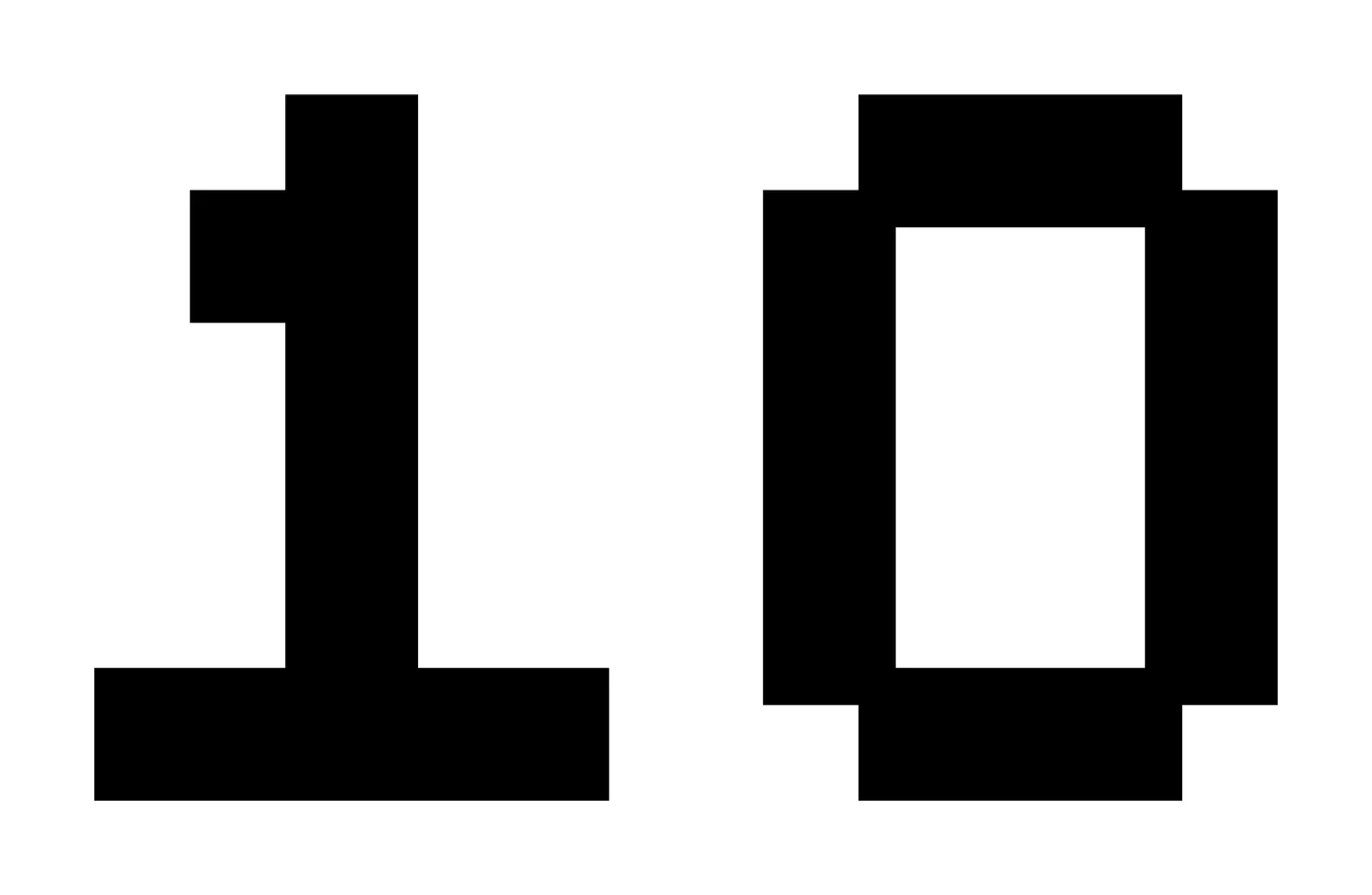 Number 10 Pixelated Bold Font Standing numbers Pixel art black