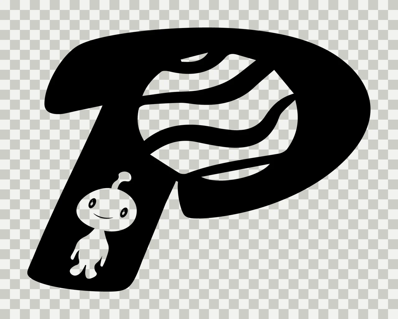 Space Letter P Planet And Creature Silhouette transparency and detail preview thumbnail