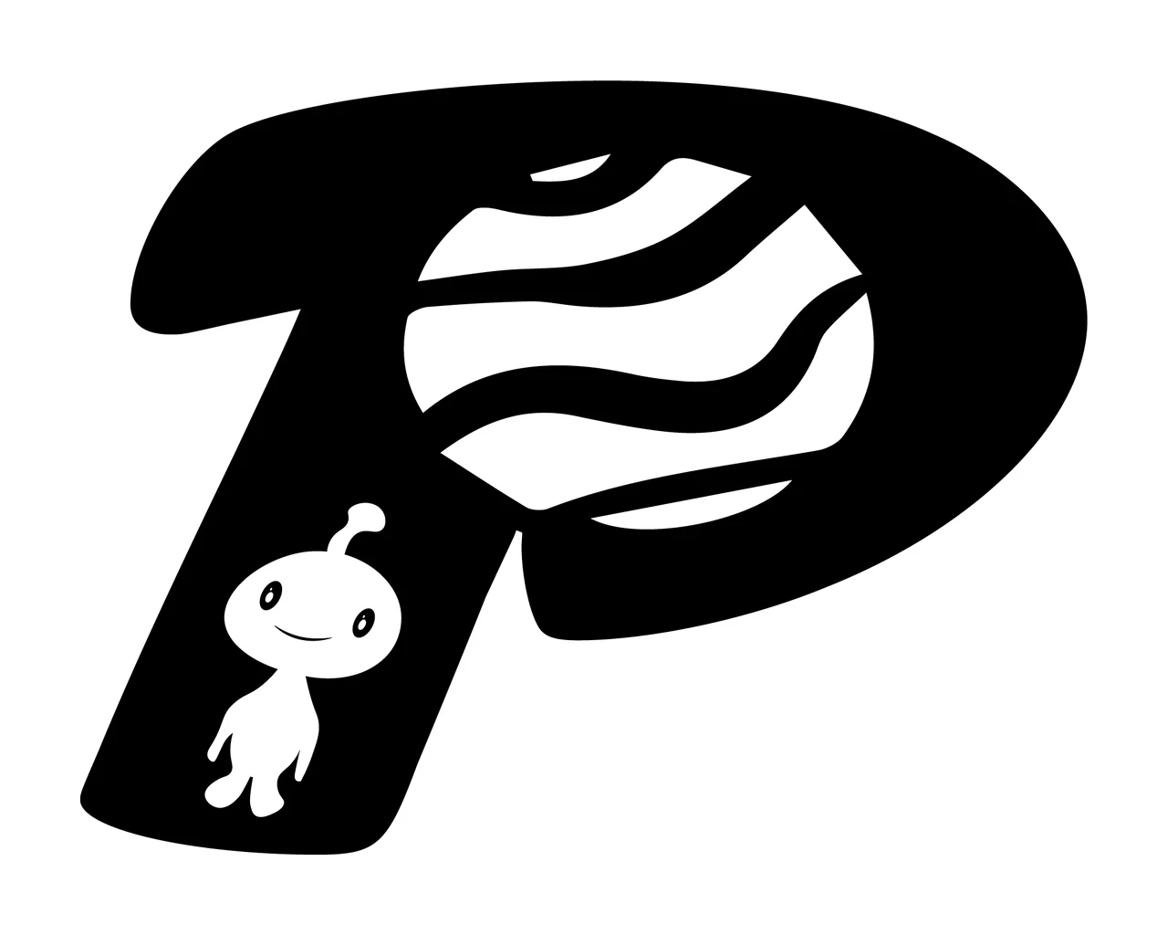 Space Letter P Planet And Creature Silhouette