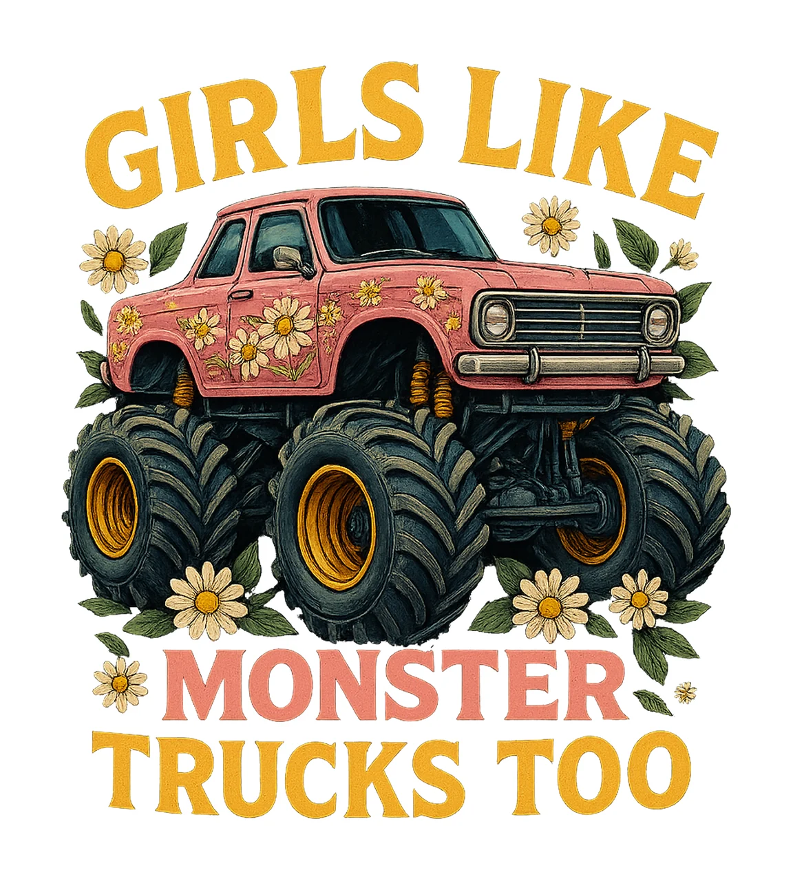 Funny Girls Like Monster Trucks Too Truck Lover Design