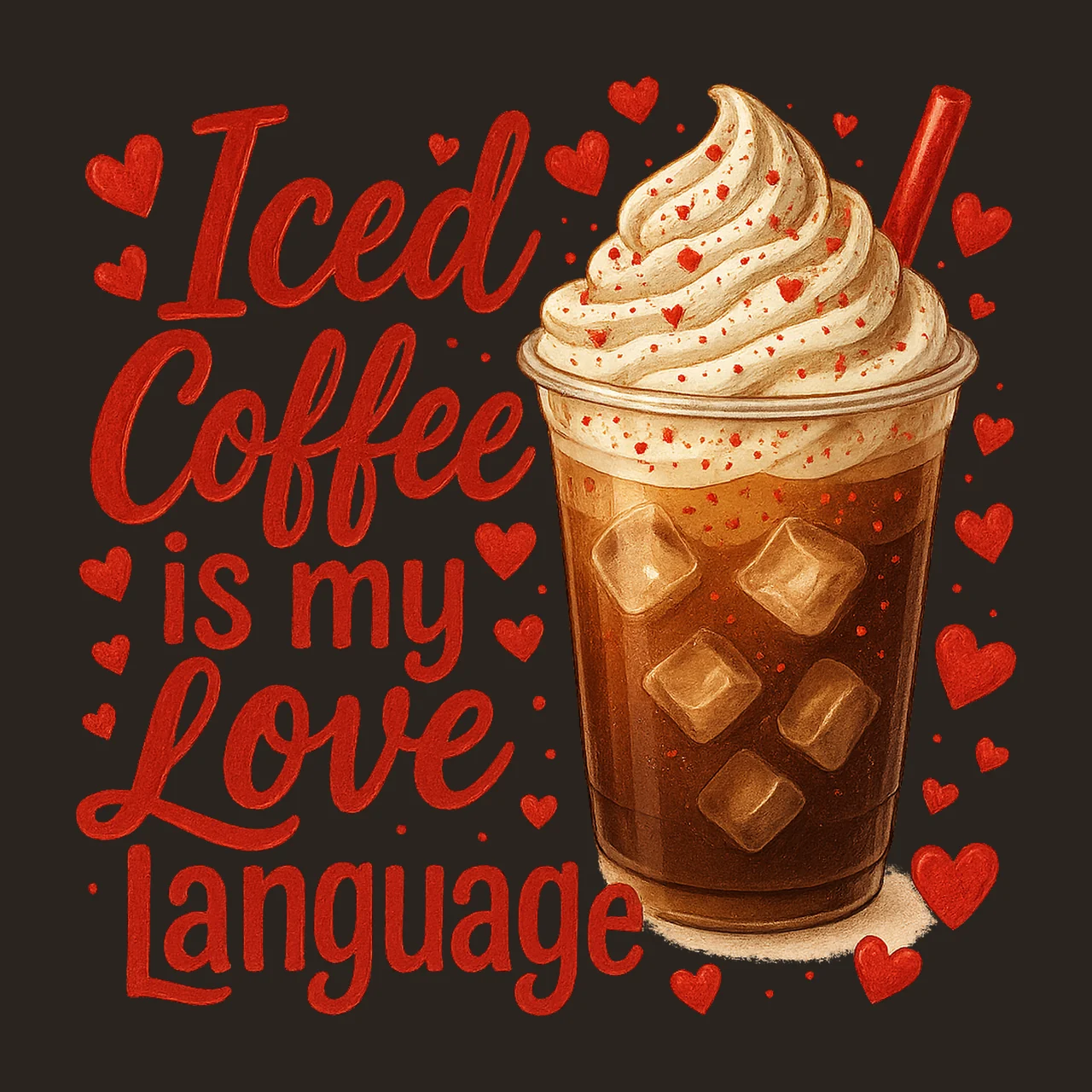 Iced Coffee Love Language Valentine Day Coffee Design contrast preview thumbnail
